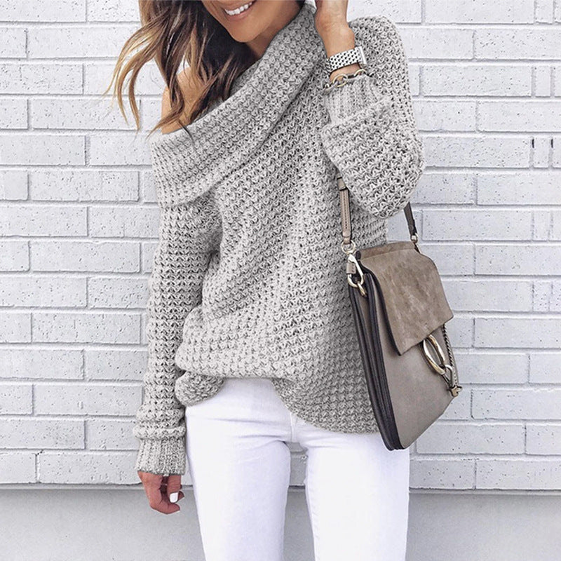 Autumn Off Shoulder Sweater Women Pullover Sweater Warm Winter Knitted Sweater Ladies Long Sleeve Women Loose Sweater Female