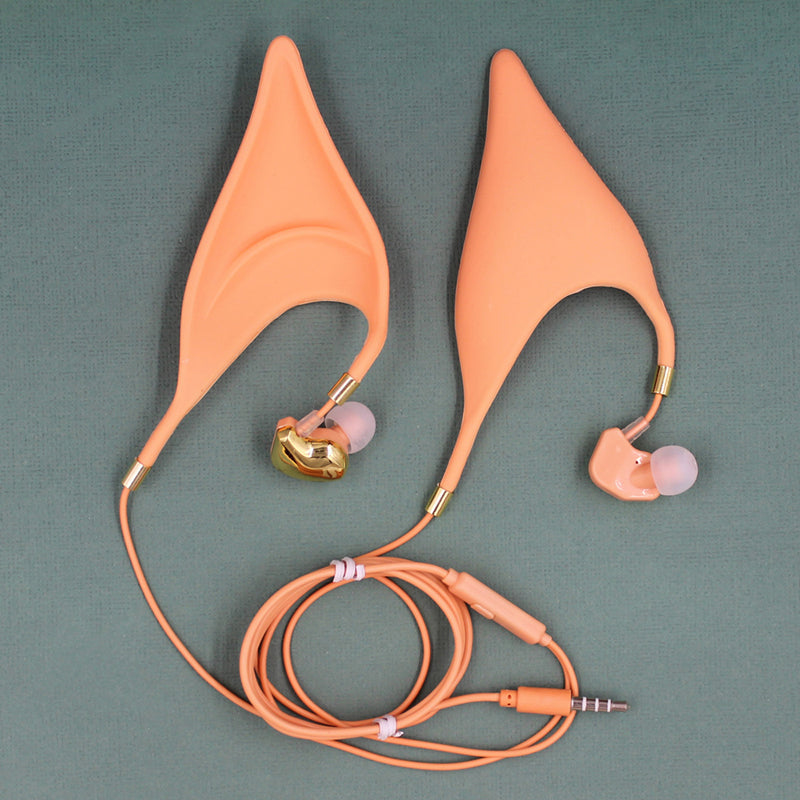Cute Cartoon Earphone In Ear Headphones With Mic 3.5mm Wired Gaming Headset Cosplay Elf Ears Earphones Best Gift For Girls Kids