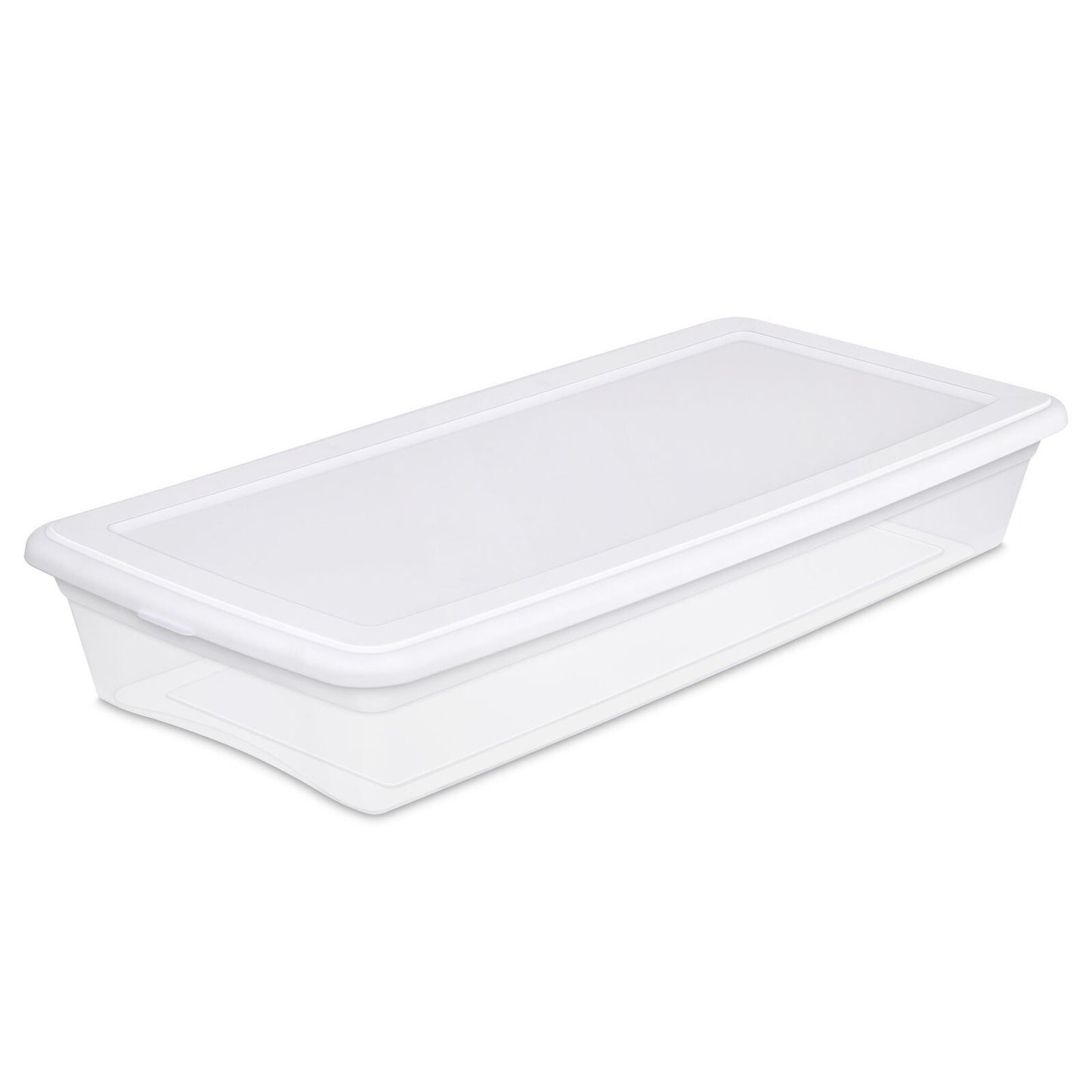 Sterilite 41 Qt Storage Box Clear Base White Lid Set of 6