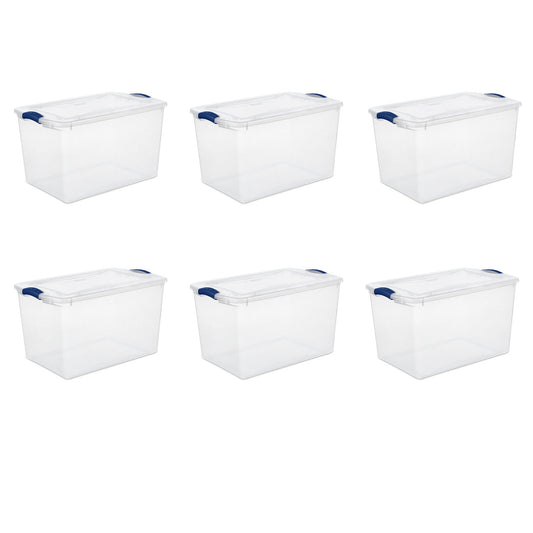 Set of 6 Sterilite 66 Quart Latch Box Plastic Storage Tote Container Organizer