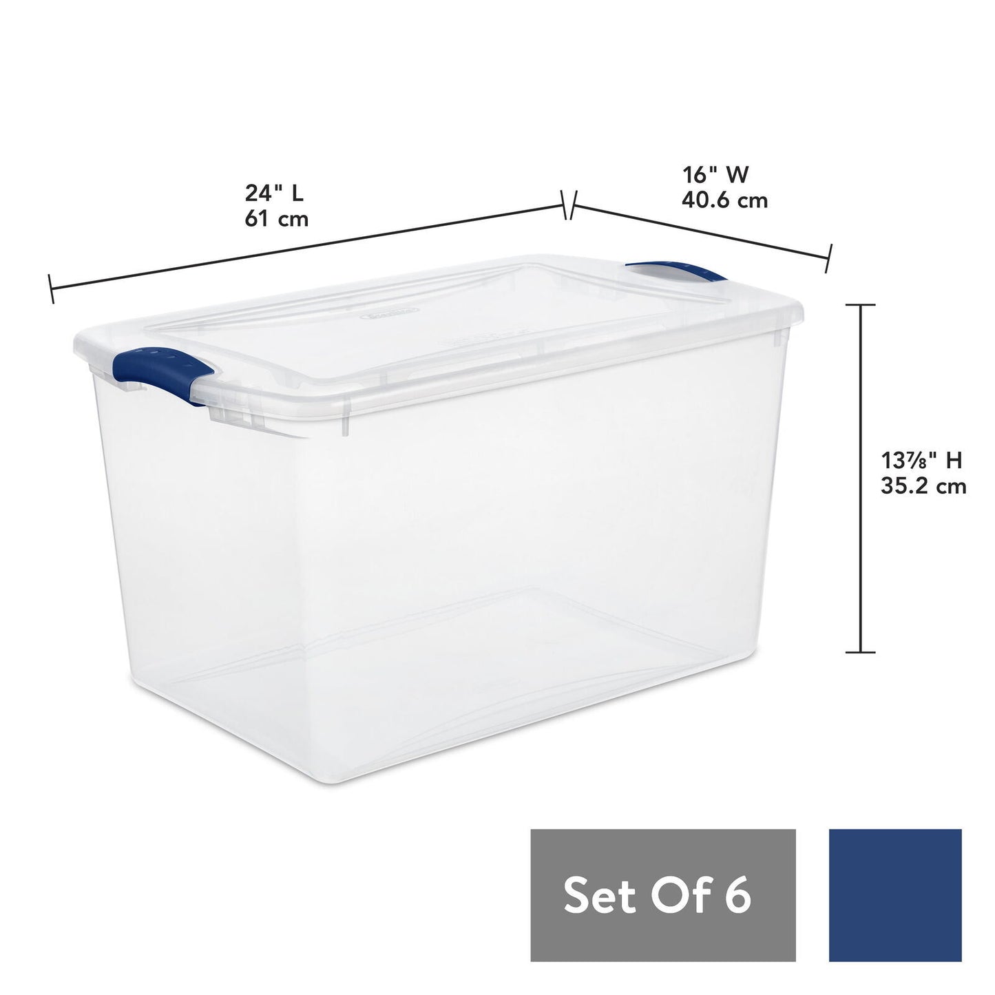 Set of 6 Sterilite 66 Quart Latch Box Plastic Storage Tote Container Organizer