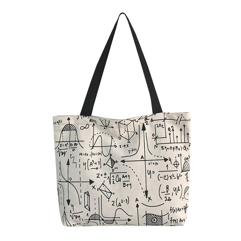 Personalized Graffiti Canvas Bag Large Capacity Casual Fashion All-Match Shopping Tote Bag Ins Fresh And Sweet Shoulder Bag