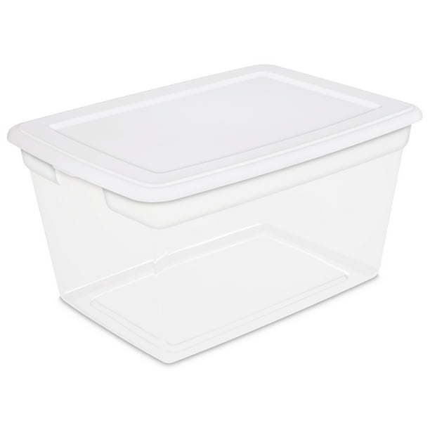58 Qt Storage Box Clear Base White Lid Set of 8