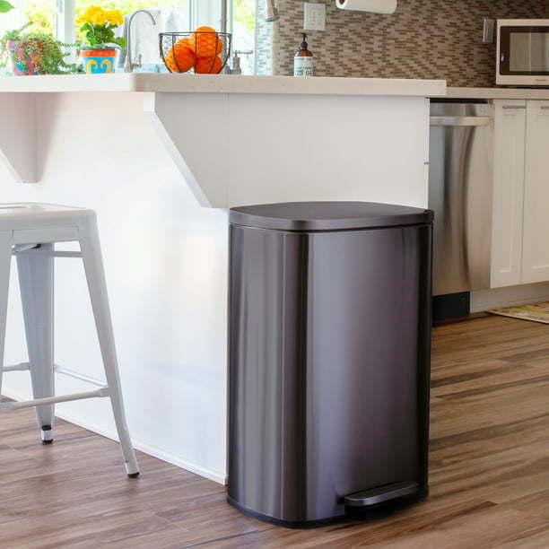 13.2 gallon Trash Can; Stainless Steel Step On Kitchen Garbage Can