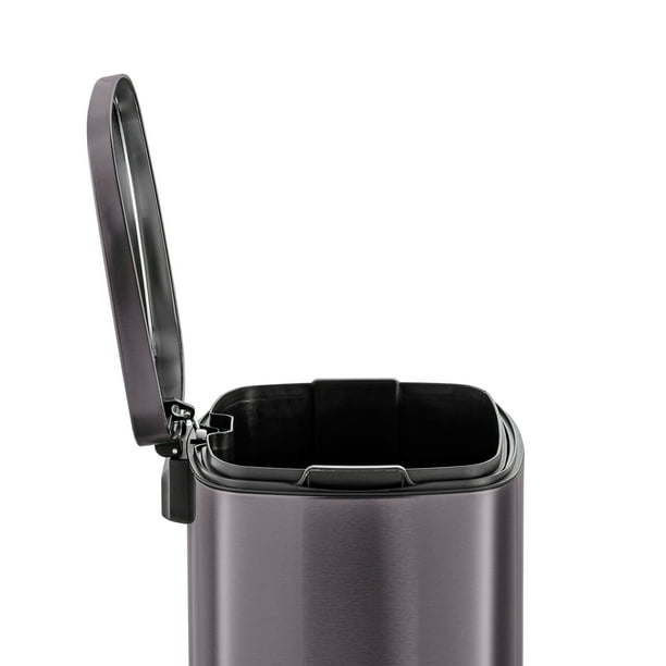 Rectangular Step Garbage Can 3 Piece Combo, 13.2 gal , Two 1.3 gal, Stainless Steel